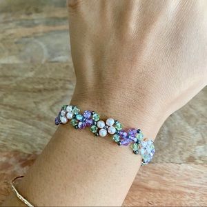 Fresh water pearl/swarovski bangle